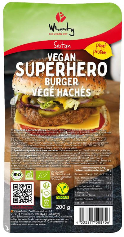 Produktfoto zu Wheaty Veganer Superhero Burger (2 St. - 180 g)