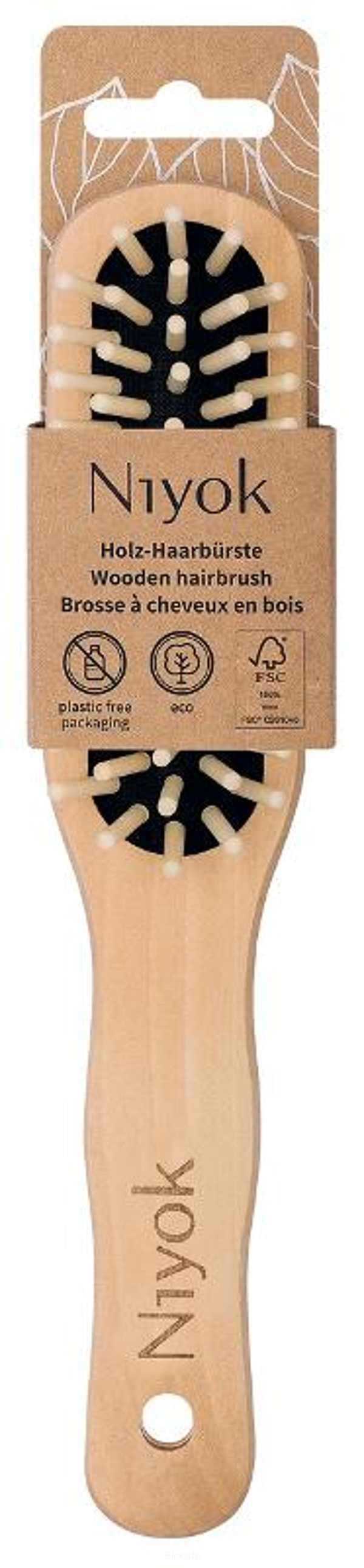 Produktfoto zu Haarbürste länglich Holznoppen