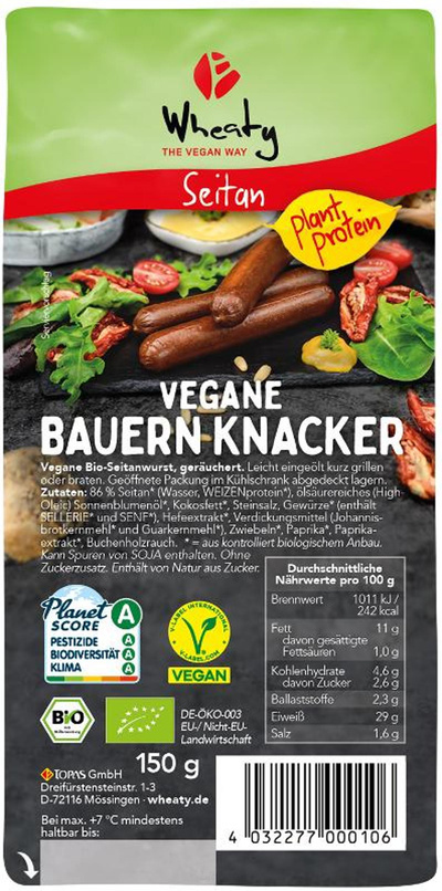 Produktfoto zu Wheaty Vegane Bauern-Knacker (3 St. - 150 g)