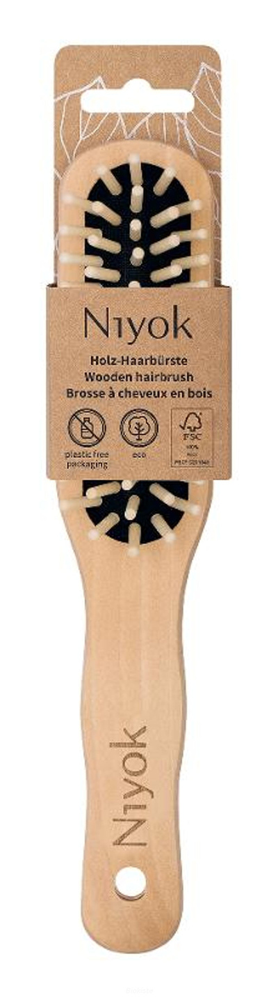 Produktfoto zu Haarbürste länglich Holznoppen