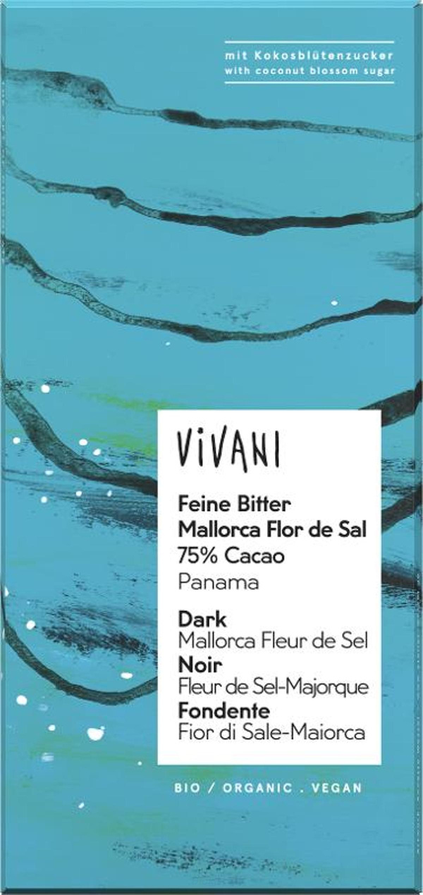 Produktfoto zu Feine Bitter Mallorca Flor de Sal 75% Cacao - 80 g