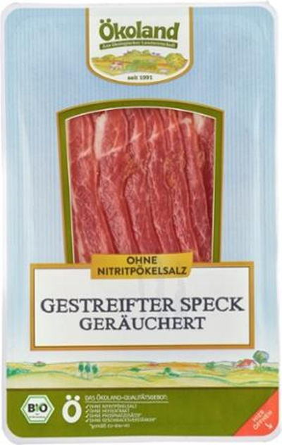 Produktfoto zu Gestreifter Speck geräuchert 100g