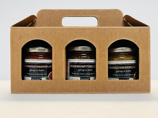 Produktfoto zu Geschenkbox dreierlei mediterrane Marmeladen