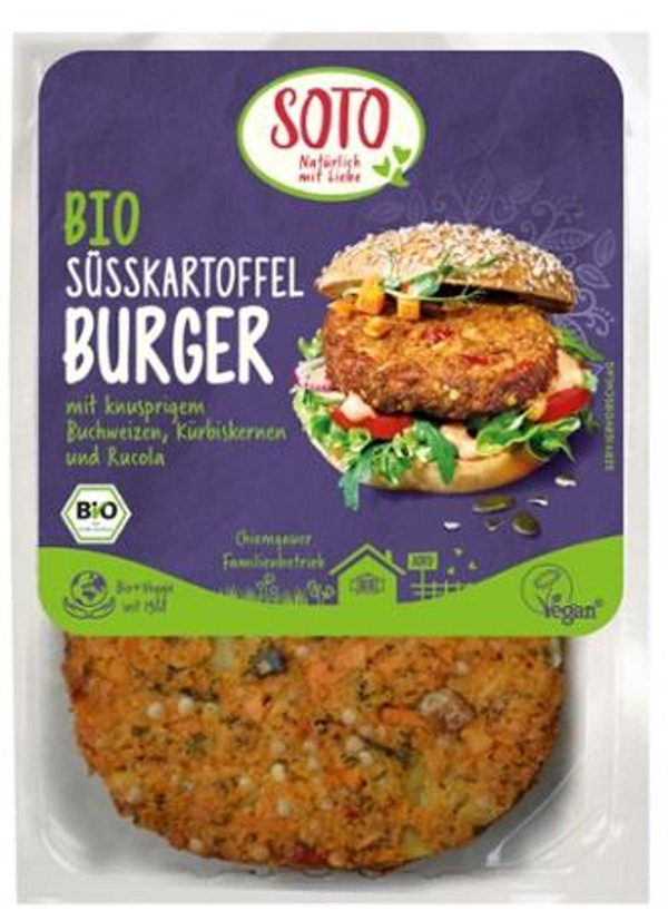Produktfoto zu Süßkartoffel-Burger mit Buchweizen, Kürbiskernen und Rucola