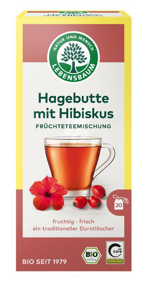 Produktfoto zu Früchtetee Hagebutte-Hisbiskus im Teebeutel