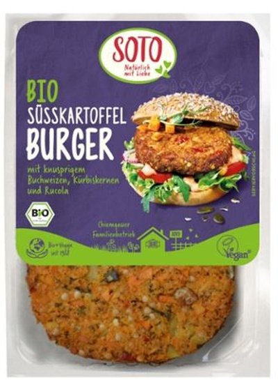 Produktfoto zu Süßkartoffel-Burger mit Buchweizen, Kürbiskernen und Rucola