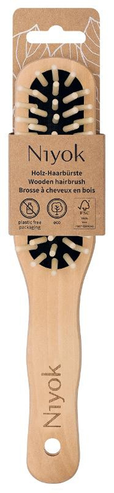 Produktfoto zu Haarbürste länglich Holznoppen